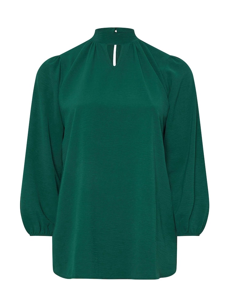 Green - Yours Curve London Long Sleeve Keyhole Blouse - Image 5 of 5 Green - Yours Curve London Long Sleeve Keyhole Blouse - Image 5 of 5