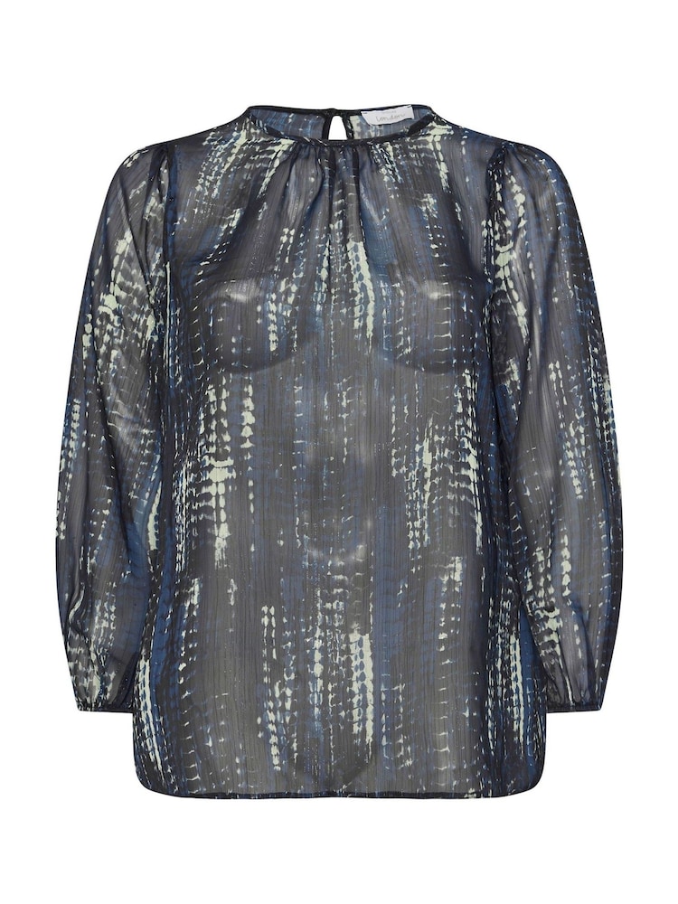 Yours Curve Blue London Metallic Bellow Sleeve Leopard Print Blouse - Image 5 of 5