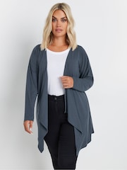 Yours Curve Blue Waterfall Cardigan - Image 1 of 5