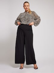 Yours Curve Brown London Metallic Bellow Sleeve Leopard Print Blouse - Image 2 of 6