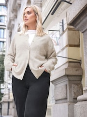 Yours Curve Natural Button Through Cardigan - Image 1 of 6