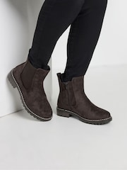 Yours Curve Brown Extra-Wide Fit Casual Chelsea Boots - Image 1 of 5