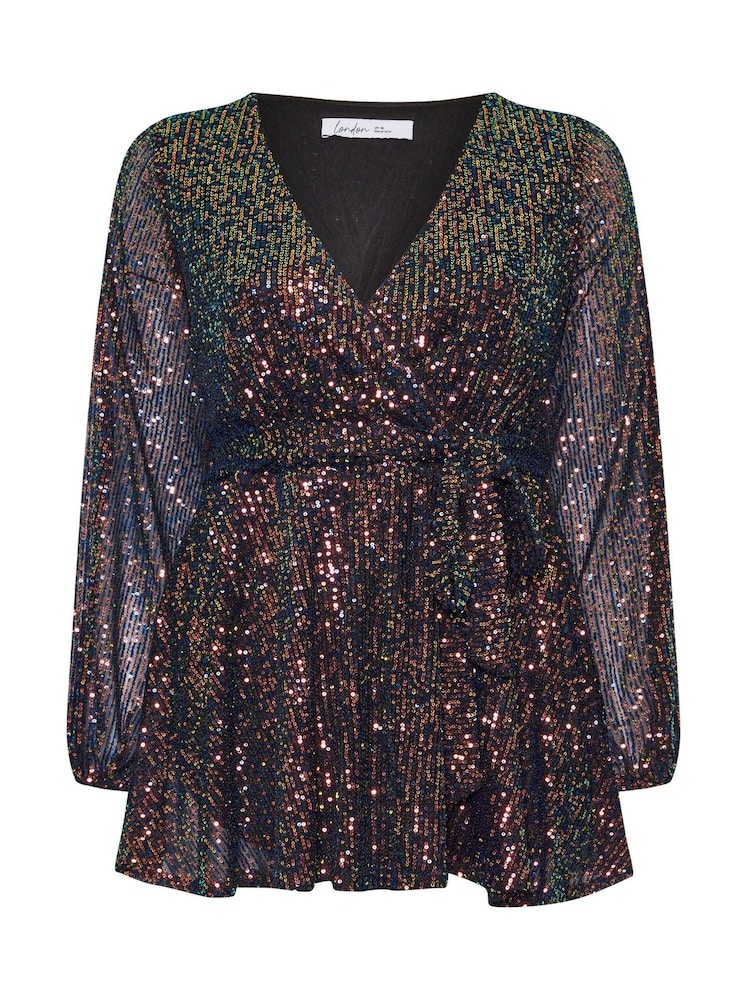 Yours Curve London Langärmeliges Wickeltop mit Pailletten - Bild 6 von 6 Yours Curve London Langärmeliges Wickeltop mit Pailletten - Bild 6 von 6