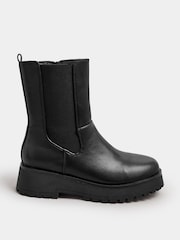 Yours Curve Black Wide Fit Extra Wide Fit Chunky Wedge Chelsea Boots - Image 2 of 5
