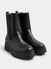 Yours Curve Black Wide Fit Extra Wide Fit Chunky Wedge Chelsea Boots - Image 3 of 5