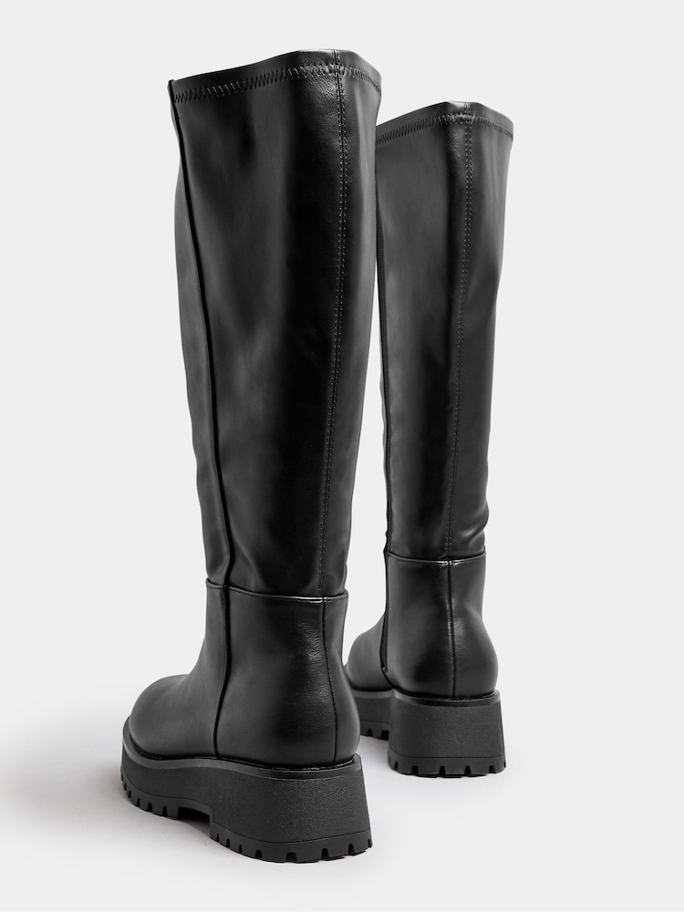 Yours Curve Extra Coupe large Compensées Knee High Bottes - Image 4 of 5