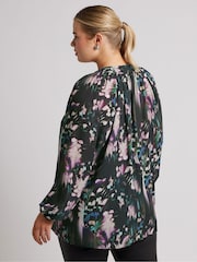 Yours Curve Black London Pleated Front Blouse - Image 4 of 5