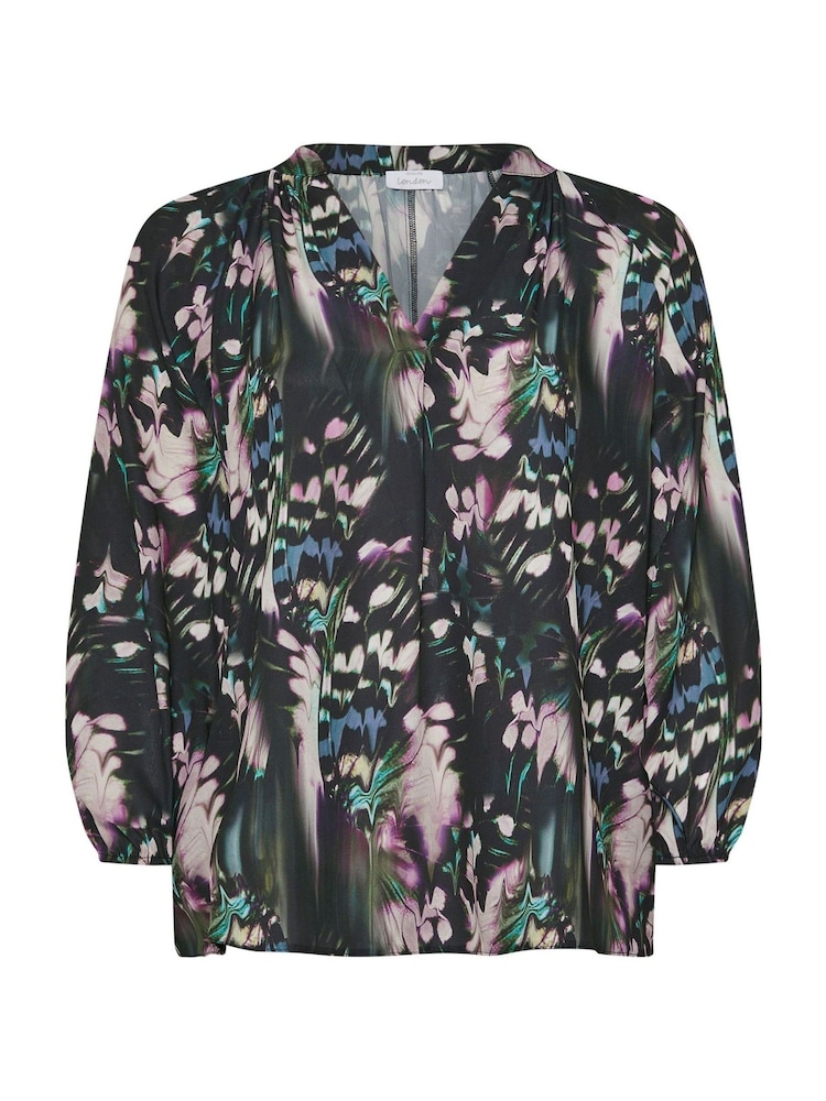 Yours Curve Black London Pleated Front Blouse - Image 5 of 5