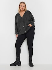 Yours Curve Grey Button Through Cardigan - Image 2 of 6
