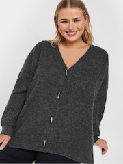 Yours Curve Grey Button Through Cardigan - Image 4 of 6