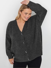 Yours Curve Grey Button Through Cardigan - Image 5 of 6