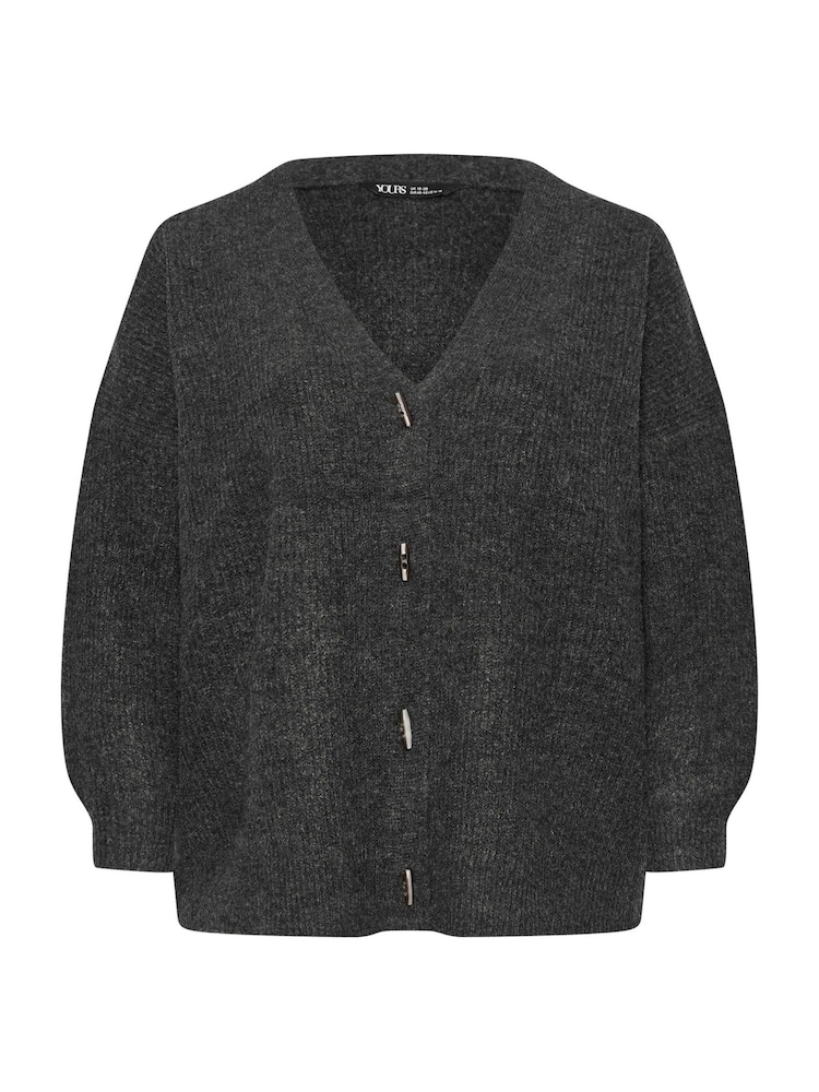 Yours Curve Grey Button Through Cardigan - Image 6 of 6