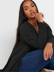 Yours Curve Black Waterfall Midaxi Cardigan - Image 2 of 5