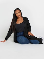 Yours Curve Black Waterfall Midaxi Cardigan - Image 4 of 5