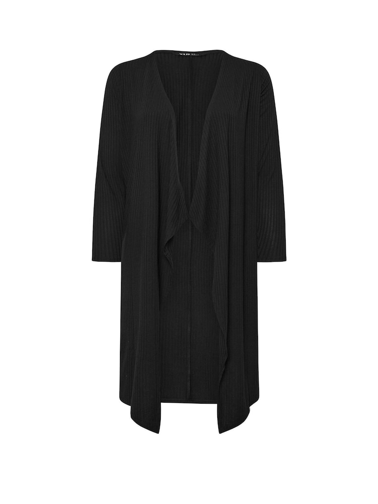 Yours Curve Black Waterfall Midaxi Cardigan - Image 5 of 5