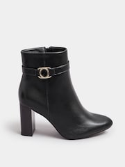 Yours Curve Black Extra Wide Fit Trim Detail Block Ankle Boots - Image 2 of 5