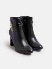 Yours Curve Black Extra Wide Fit Trim Detail Block Ankle Boots - Image 3 of 5