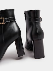 Yours Curve Black Extra Wide Fit Trim Detail Block Ankle Boots - Image 5 of 5
