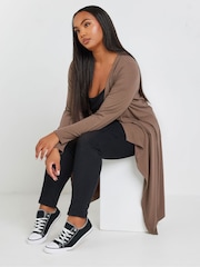 Yours Curve Brown Waterfall Midaxi Cardigan - Image 2 of 6