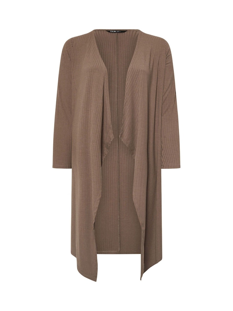 Yours Curve Brown Waterfall Midaxi Cardigan - Image 6 of 6