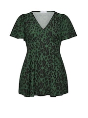 Yours Curve Green London V-Neck Blouse - Image 5 of 5