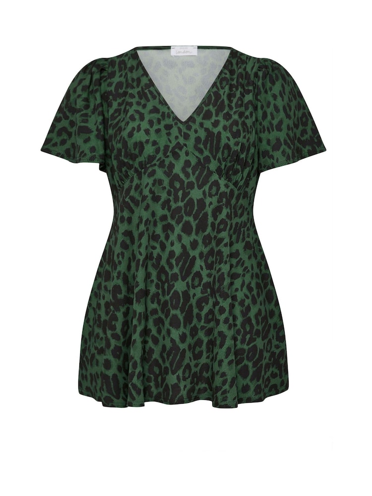 Yours Curve Green London V-Neck Blouse - Image 5 of 5