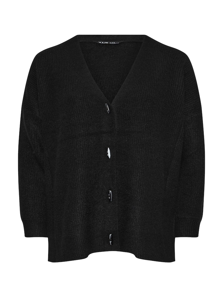 Yours Curve Black Button Through Cardigan - Image 5 of 5