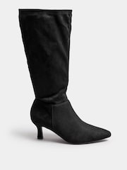 Yours Curve Black Extra Wide Fit Pointed Toe Knee High Boots - Image 1 of 5