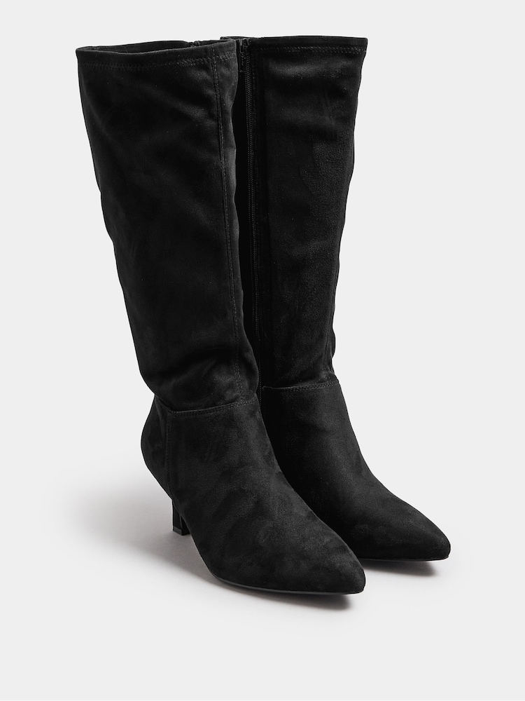 Yours Curve Black Extra Wide Fit Pointed Toe Knee High Boots - Image 2 of 5