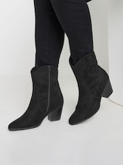 Yours Curve Black Extra Wide Fit Western Ankle Boots - Image 1 of 5