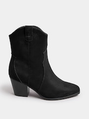 Yours Curve Black Extra Wide Fit Western Ankle Boots - Image 2 of 5