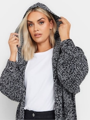 Yours Curve Black Hooded Longline Cardigan - Image 4 of 5