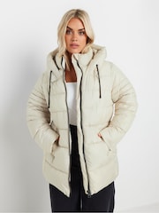 Yours Curve Cream Sporty Short Coat - Image 2 of 6