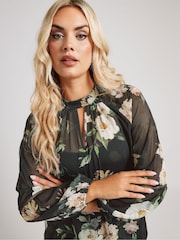 Yours Curve Black London Keyhole Crochet Trim Blouse - Image 5 of 6