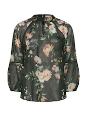 Yours Curve Black London Keyhole Crochet Trim Blouse - Image 6 of 6