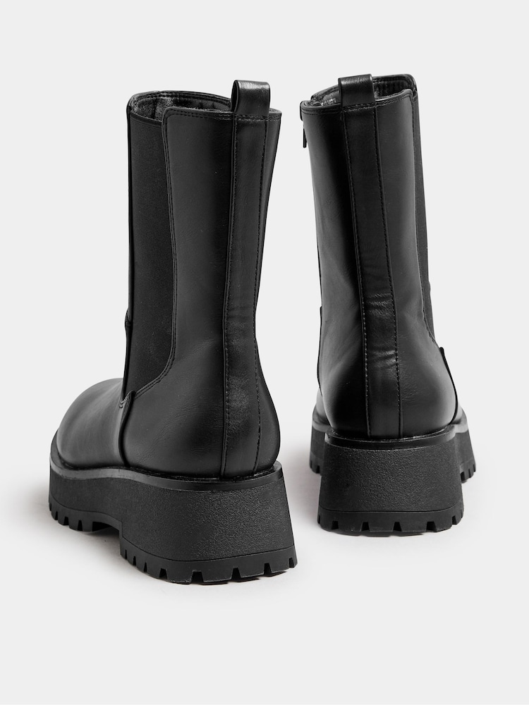 Yours Curve Black Extra Wide Fit Extra Wide Fit Chunky Wedge Chelsea Boots - Image 4 of 5