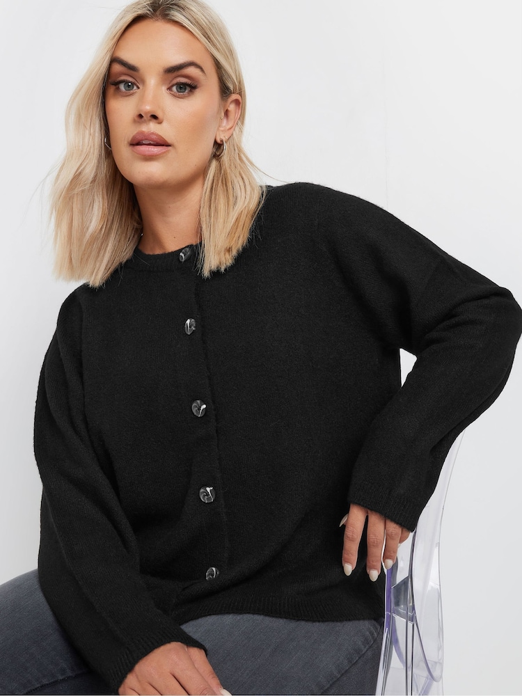 Yours Curve Black Button Through Cardigan - Image 5 of 6
