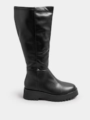 Yours Curve Black Extra Wide Fit Extra Wide Fit Wedge Knee High Boots - Image 2 of 5