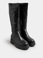 Yours Curve Black Extra Wide Fit Extra Wide Fit Wedge Knee High Boots - Image 3 of 5