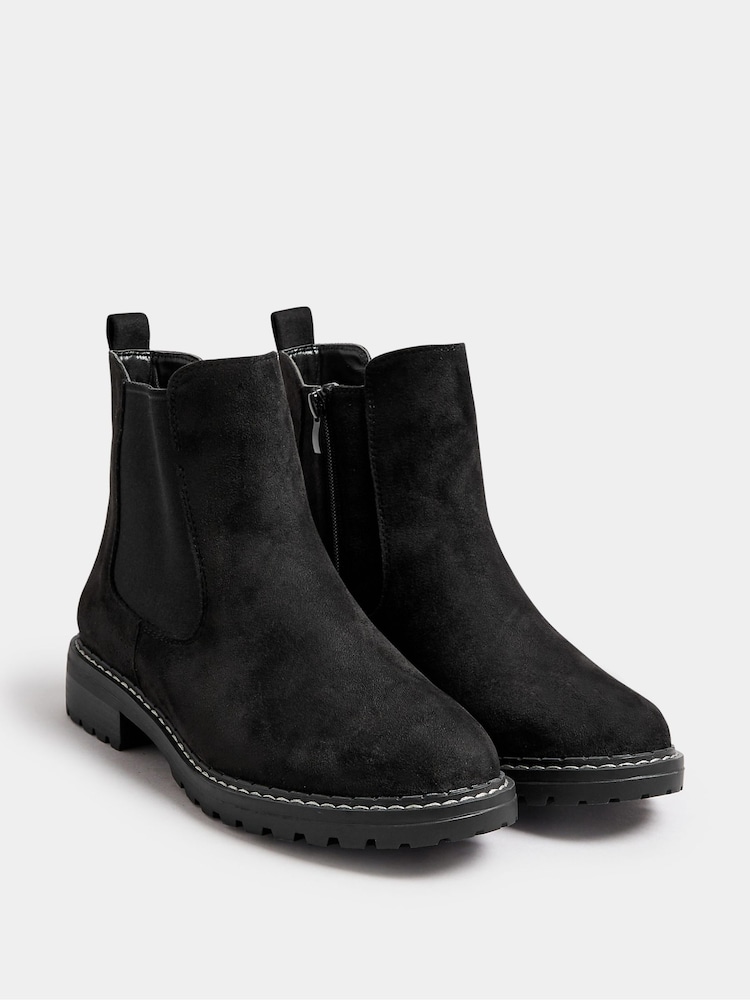 Noir - Bottes Chelsea décontractées Yours Curve coupe extra-large - Image 3 of 4