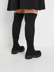 Yours Curve Black Wide Fit Over The Knee Flatform Boots - Image 2 of 6