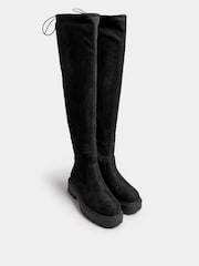 Yours Curve Black Wide Fit Over The Knee Flatform Boots - Image 3 of 6