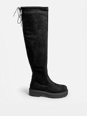 Yours Curve Black Wide Fit Over The Knee Flatform Boots - Image 4 of 6