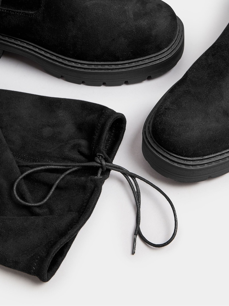 Yours Curve Black Wide Fit Over The Knee Flatform Boots - Image 6 of 6