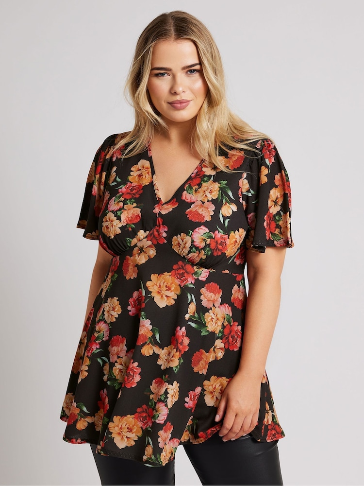 Yours Curve Black London V-Neck Blouse - Image 1 of 5