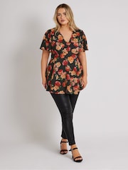 Yours Curve Black London V-Neck Blouse - Image 2 of 5