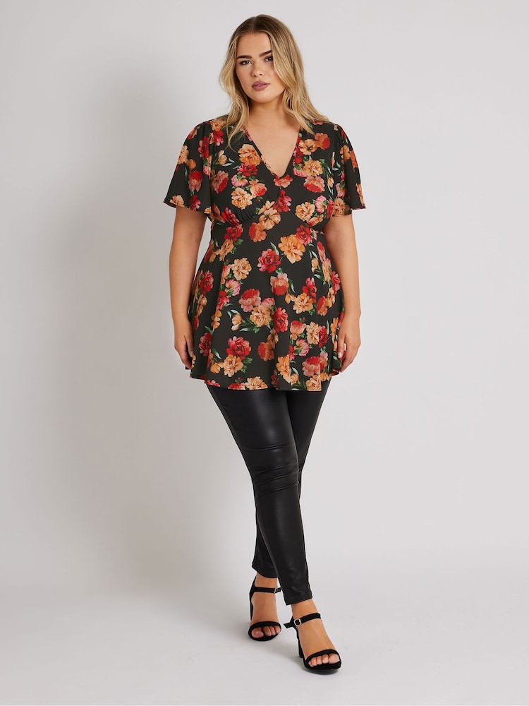 Yours Curve Black London V-Neck Blouse - Image 2 of 5