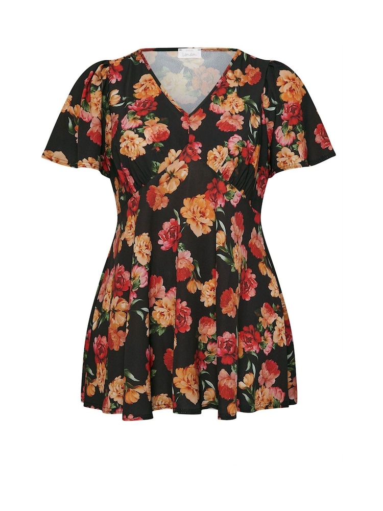 Yours Curve Black London V-Neck Blouse - Image 5 of 5
