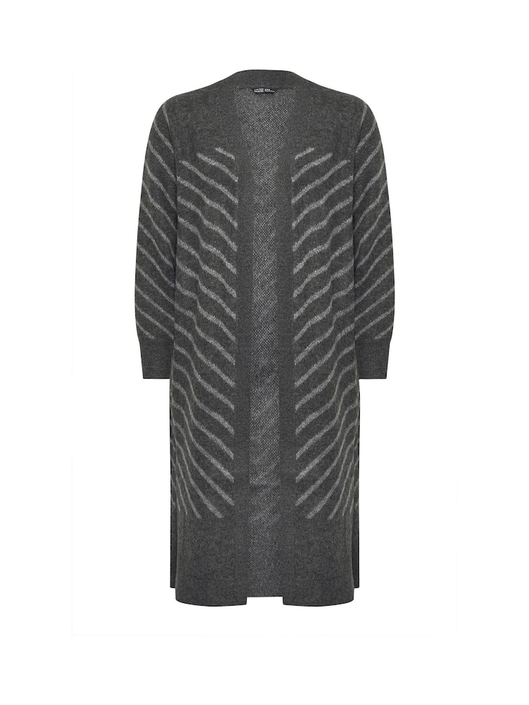 Yours Curve Grey Striped Longline Cardigan - Image 5 of 5