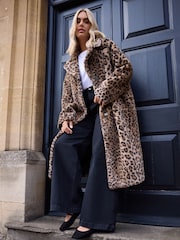 Yours Curve Natural Plush Faux Fur Maxi Coat - Image 2 of 6